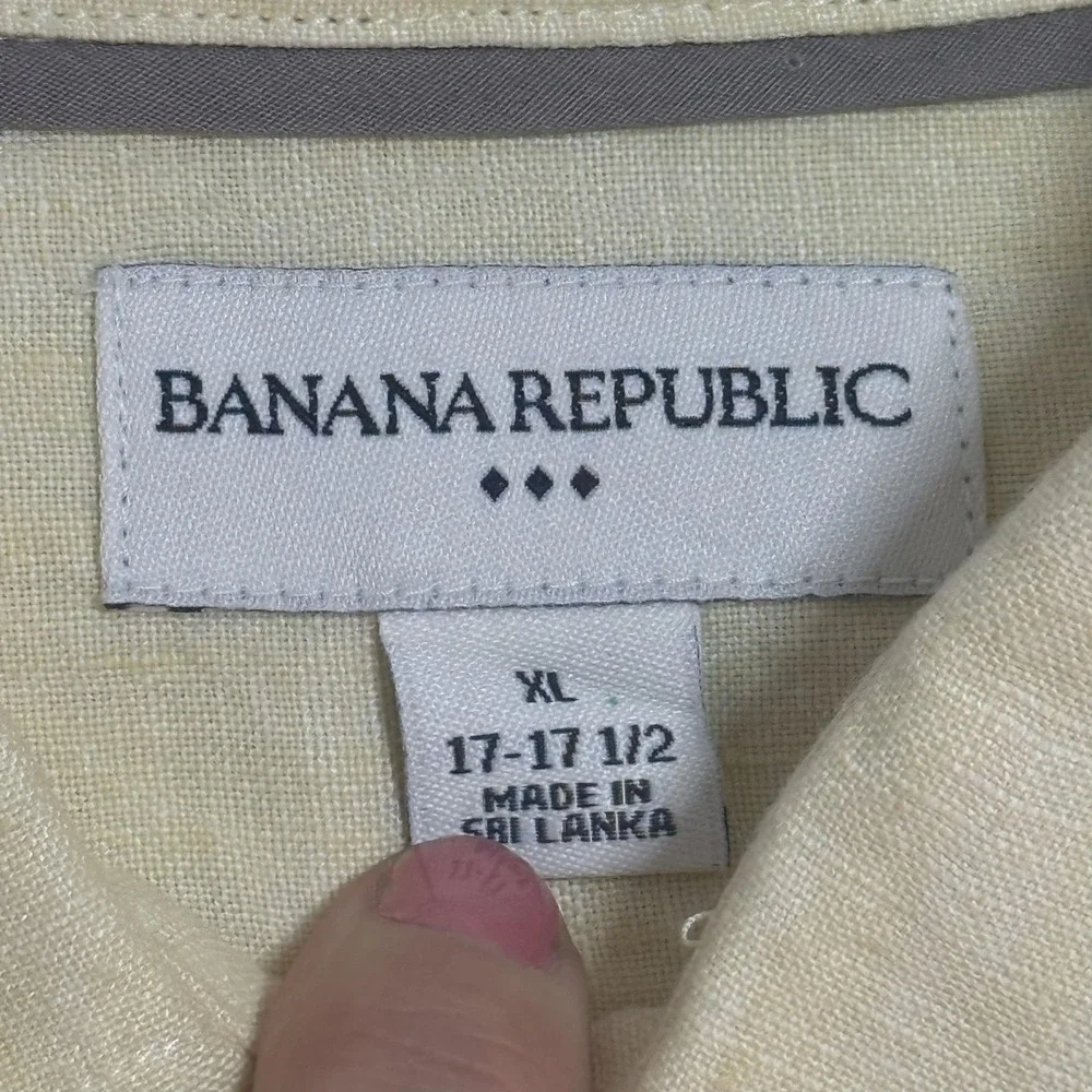 Banana Republic Shirt‎ Mens XL Yellow Linen Button Down Long Sleeve Collared
